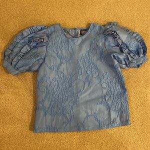 Elegant Blue Lace Blouse